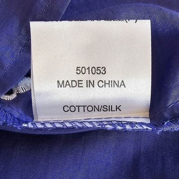 Witchery Silk Puff Sleeve Eyelet Purple Blue Top Size 10 - Picture 9 of 14